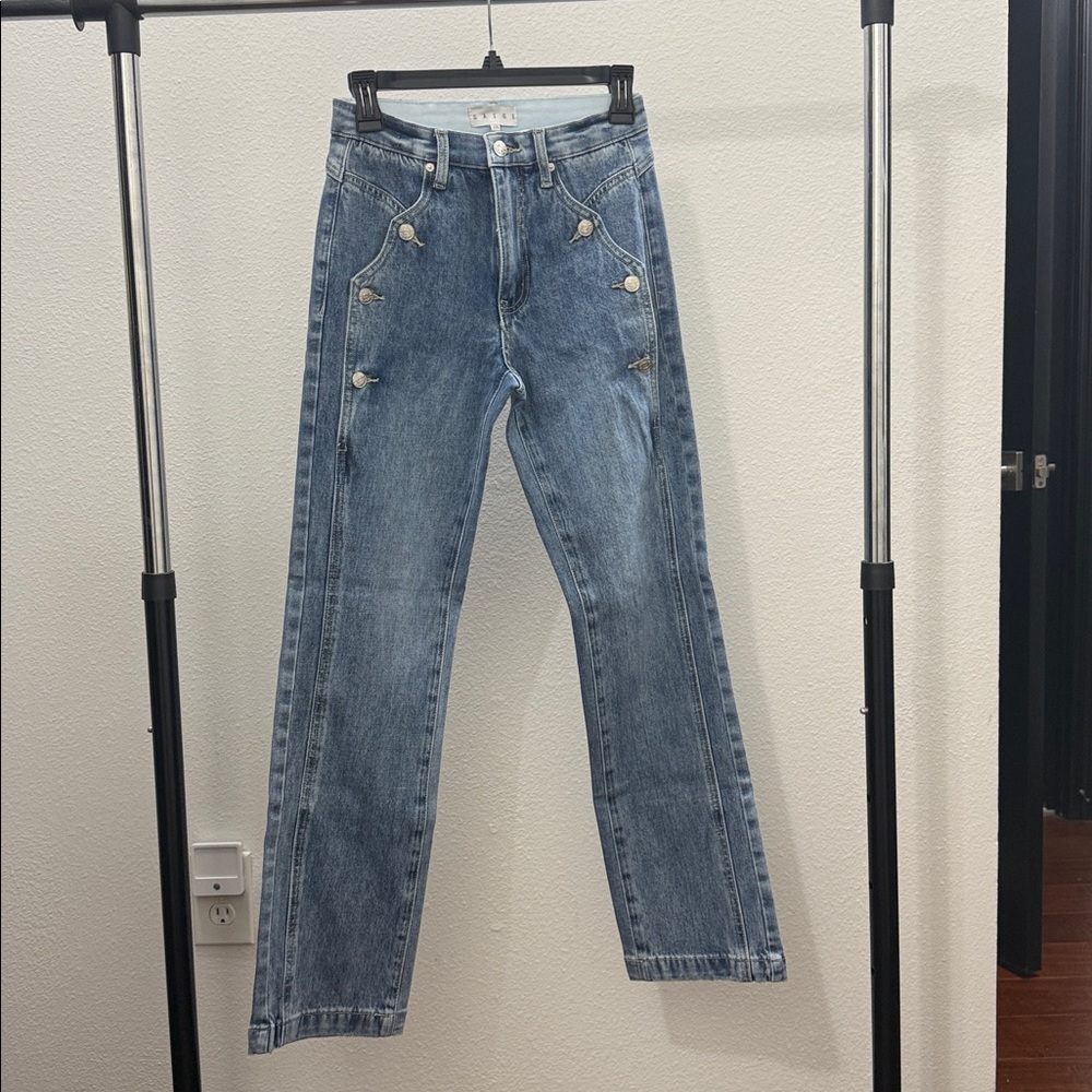 Saige Denim Dad Jeans with Button Details
